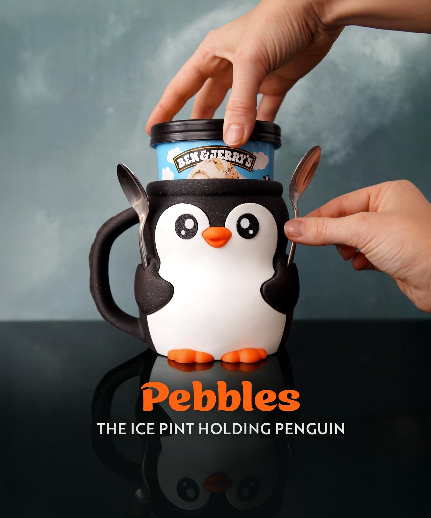Pebbles der Pinguin – 3D-gedruckter Eisbecherhalter