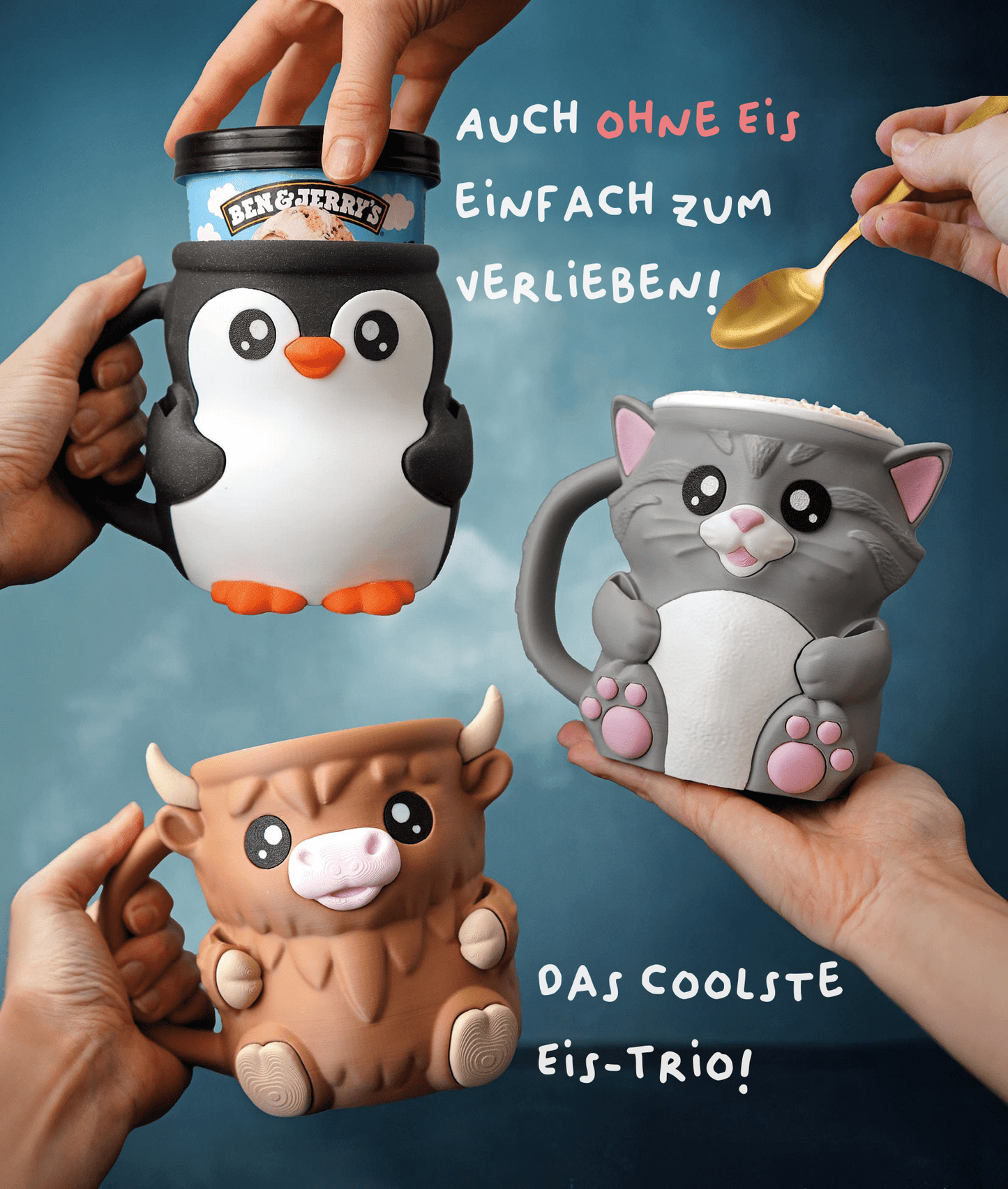 Pebbles der Pinguin – Eisbecherhalter