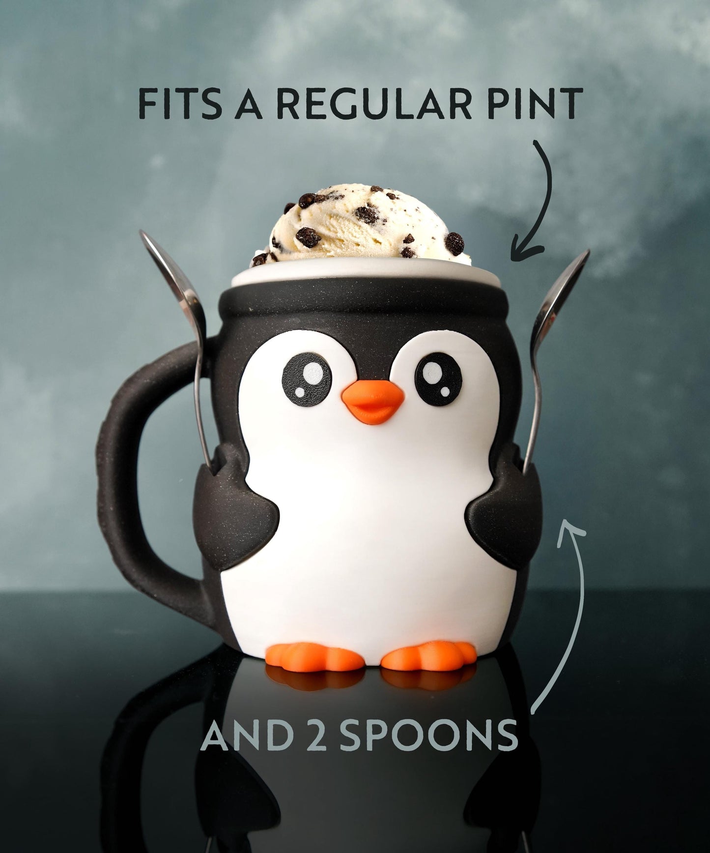 Pebbles der Pinguin – Eisbecherhalter